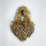 Small Long Faux Fur Heart Shape Hand Bags For Women And Ladies Furry Plush Handbags