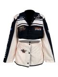 ZHEZHE Fall Hot Selling Cool Style Women Motorcycle Jackets Removable Skirt 2 Piece Set Fashion Women  Autumn Baseball Coat