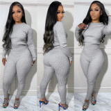 Winter thick pullover sweater 2 piece pant two piece set solid casual womens knit sweater two piece sets sweater pants set 2023