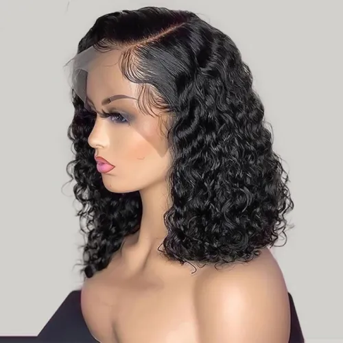 Baolingshop 12A Indian Water Wave Bob 13*4 Frontal Human Hair Lace Wig