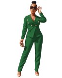 PH13306 New Style Winter Spring 2023 Women Clothes Double Breasted Suit Jacket Pants 2 Piece Set Women Lady Blazer Polyester