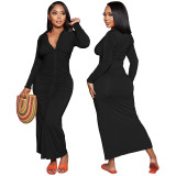 Fall New Women's Clothing Elegant Pleated Design Long Dresses Women Cardigan Elegant Maxi Dress