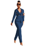 PH13306 New Style Winter Spring 2023 Women Clothes Double Breasted Suit Jacket Pants 2 Piece Set Women Lady Blazer Polyester