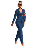 PH13306 New Style Winter Spring 2023 Women Clothes Double Breasted Suit Jacket Pants 2 Piece Set Women Lady Blazer Polyester