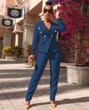 PH13306 New Style Winter Spring 2023 Women Clothes Double Breasted Suit Jacket Pants 2 Piece Set Women Lady Blazer Polyester