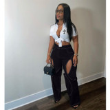 Cargo Pants Splicing Hollow-out Design High Waist Y2k Style Loose Casual Trousers Girl Fashion Wear With Loose Pants