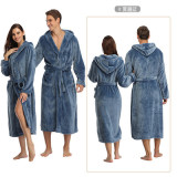 Women Men Thermal Luxury Flannel Extra Long Bath Robe Winter Sexy Grid Fur Bathrobe Warm Kimono Dressing Gown Bridesmaid Robes
