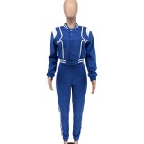 77628 Fast Shipping Autumn Women's Solid Bomber Baseball Jacket Matching Jogger Pants 2 Piece Jogging Suit Set