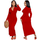 Fall New Women's Clothing Elegant Pleated Design Long Dresses Women Cardigan Elegant Maxi Dress