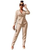 PH13306 New Style Winter Spring 2023 Women Clothes Double Breasted Suit Jacket Pants 2 Piece Set Women Lady Blazer Polyester