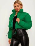 wholesale winter fashion bomber cropped jacket stylish puffer jackets coats solid zipper up bubble coat