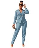 PH13306 New Style Winter Spring 2023 Women Clothes Double Breasted Suit Jacket Pants 2 Piece Set Women Lady Blazer Polyester