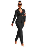 PH13306 New Style Winter Spring 2023 Women Clothes Double Breasted Suit Jacket Pants 2 Piece Set Women Lady Blazer Polyester