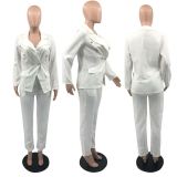 PH13306 New Style Winter Spring 2023 Women Clothes Double Breasted Suit Jacket Pants 2 Piece Set Women Lady Blazer Polyester