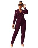 PH13306 New Style Winter Spring 2023 Women Clothes Double Breasted Suit Jacket Pants 2 Piece Set Women Lady Blazer Polyester