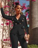 PH13306 New Style Winter Spring 2023 Women Clothes Double Breasted Suit Jacket Pants 2 Piece Set Women Lady Blazer Polyester