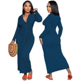 Fall New Women's Clothing Elegant Pleated Design Long Dresses Women Cardigan Elegant Maxi Dress