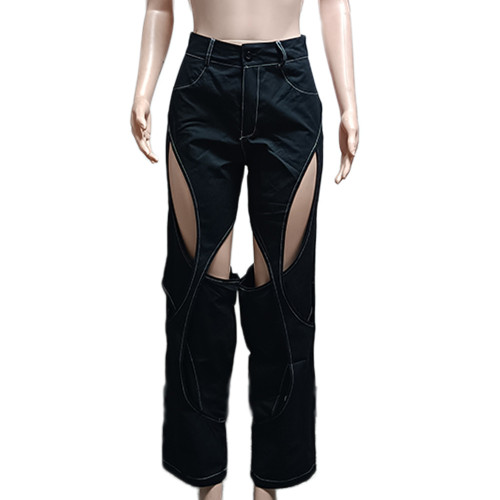 Cargo Pants Splicing Hollow-out Design High Waist Y2k Style Loose Casual Trousers Girl Fashion Wear With Loose Pants