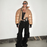 DK K23Y33831 streetwear fall coat solid stand collar long sleeve skinny jacket zipper irregular quilted coat woman clothes
