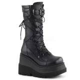 Autumn and Winter Women's Mid length Boots Halloween Role Play High Platform Wedge Boots Large Gothic Boots