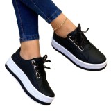 New design women casual shoes lace-up sneakers for  ladies platform shoes wholesale