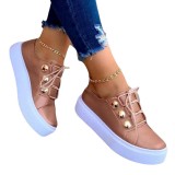 New design women casual shoes lace-up sneakers for  ladies platform shoes wholesale