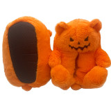 BUSY GIRL AY4897 orange Halloween slippers for women soft fluffy fur slippers flats ladies Halloween teddy bear slippers