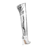 Women's Large Size 47 Silver Long Boots Colors Custom Over Knee High Back Zipper Thigh High Booties Hot Sale Shoes