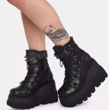 BUSY GIRL YC4004 Black pink punk boots for women 2023 new wedge heels for ladies ankle short boots women's goth platform boots