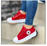 BUSY GIRL LQ3017 New Arrival Women Fashion causal Shoes Height Increasing Printed sneakers Flat Chunky Large Size Canvas Shoes