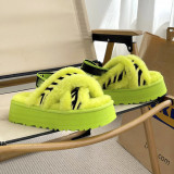 New Type Slippers with Elevated Thick Sole and Back Strap Open Toe Fur slippers
