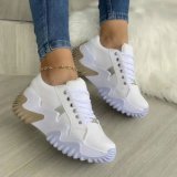 New sports casual women's shoes increase matching color thick sole casual lace-up large size single shoes women
