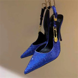 Mirror Patent Women Crystal Diamonds Stiletto High Heels Sandals Metal Buckle Slingback Ladies Summer Dress Shoes