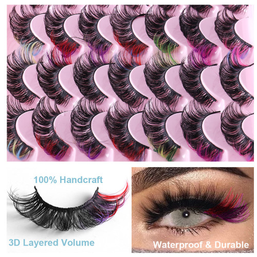 14 pairs Wholesale popular colored eyelashes from the original factory false eyelashes