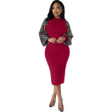 fall autumn 2023 new women puff sequin long sleeve long back split dress casual fall 2023 ladies women outfit clothes for women