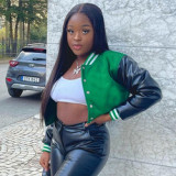 Women's Clothes Jackets Long Sleeve Solid Color Blank Button Coat Bomber Contrast Sports Style Girls Jacket For Women