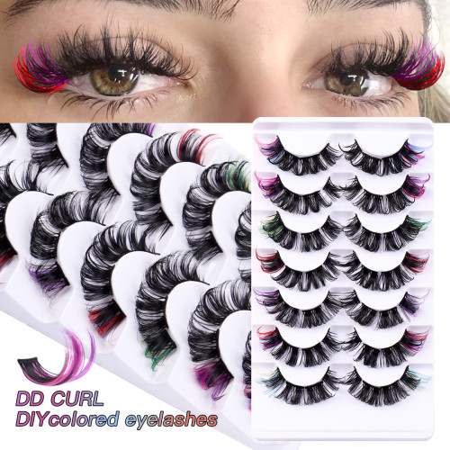 7 pairs lash strips eyelash cluster extensions individual precut D curl russian segmented cluster color diy lash false eyelash