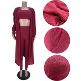 custom women fashion casual cozy cardigan sweater tank top and pants 3 piece leggings outdoor set women clothing clothes outfit