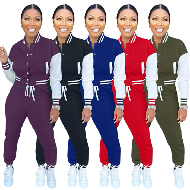 female women knitwear 2 piece casual 2 piece baseball jacket and pants set women fall 2023 lounge wear outfit clothes for women