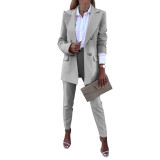high quality boutique clothing women fall blazer suit and trouser pants two 2 piece set office lady work wear supplies for women