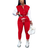 female women knitwear 2 piece casual 2 piece baseball jacket and pants set women fall 2023 lounge wear outfit clothes for women