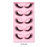 Fox Eyes 5 Pairs Full Strip Eyelashes Clear Stem Eyelashes Faux Mink Lash