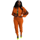 fall ladies women button up zipper jacket and pants jogging set women fall winter 2023 lounge casual wear clothing for women