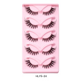 Fox Eyes 5 Pairs Full Strip Eyelashes Clear Stem Eyelashes Faux Mink Lash