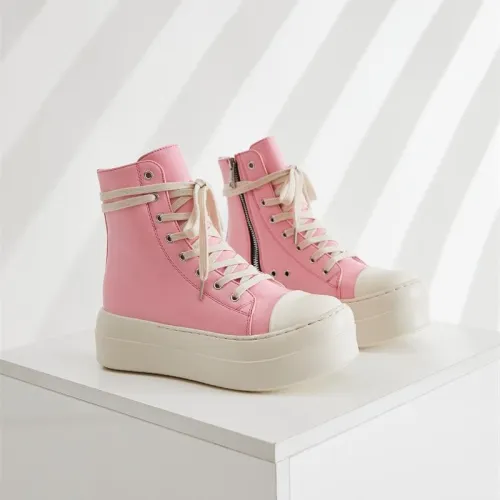Candy colored sneaker women big size shoes women new styles fashion lace up high-top casual platform sneakers
