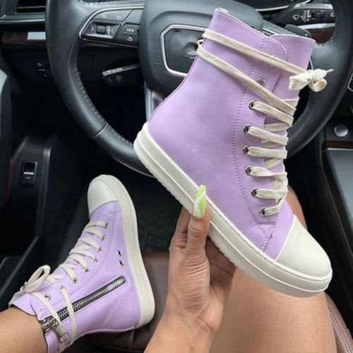 Ricky O New Color Zipper Flat Soled Leather Shoes Colorful Boot Womens Sneaker Casual Sport Shoes For Women