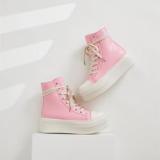 Candy colored sneaker women big size shoes women new styles fashion lace up high-top casual platform sneakers