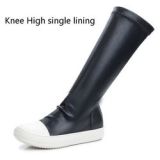 Thigh High Boots Women Black Leather Chunky Heels Over the Knee Flat Plus Size boots Ladies Shoes Stretch Boots
