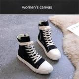 Casual Canvas Shoes Ricky O  Ankle Lace Up Women Sneaker Zip High-TOP Streetwear Flat Luxury Sneakers Boots