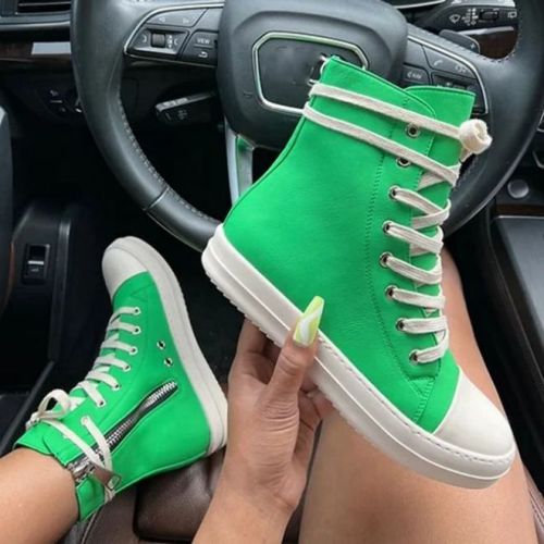 Ricky O New Color Zipper Flat Soled Leather Shoes Colorful Boot Womens Sneaker Casual Sport Shoes For Women